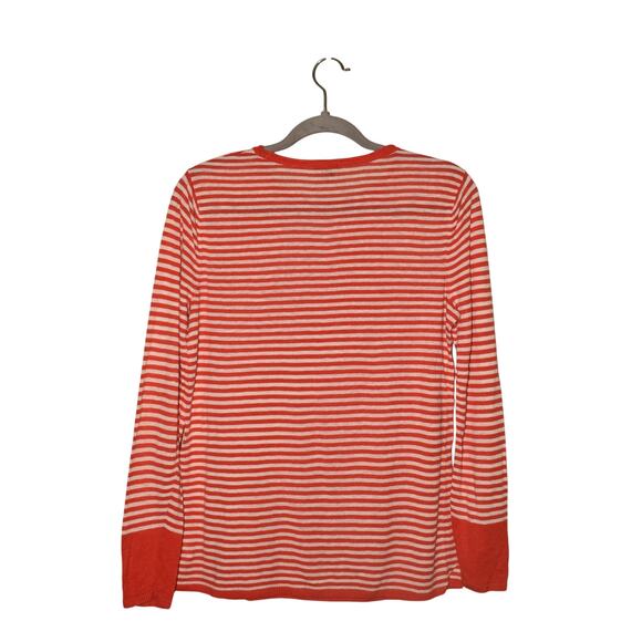 TALBOTS $78 Red White Stripe Lightweight Linen Blend‎ Sweater Large - Picture 2 of 3